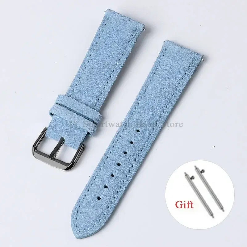 Amazfit Suede Leather Band with Buckle Options — Light Blue / Black Buckle
