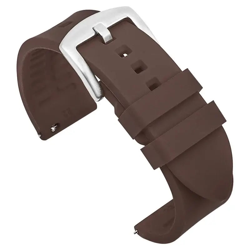 TicWatch Smooth Silicone Band with Textured Underside - Brown / Silver Buckle