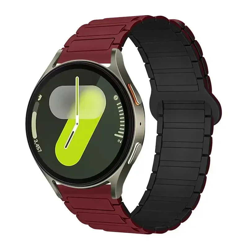 Amazfit Ribbed Magnetic Silicone Loop Band — Wine Red / Black