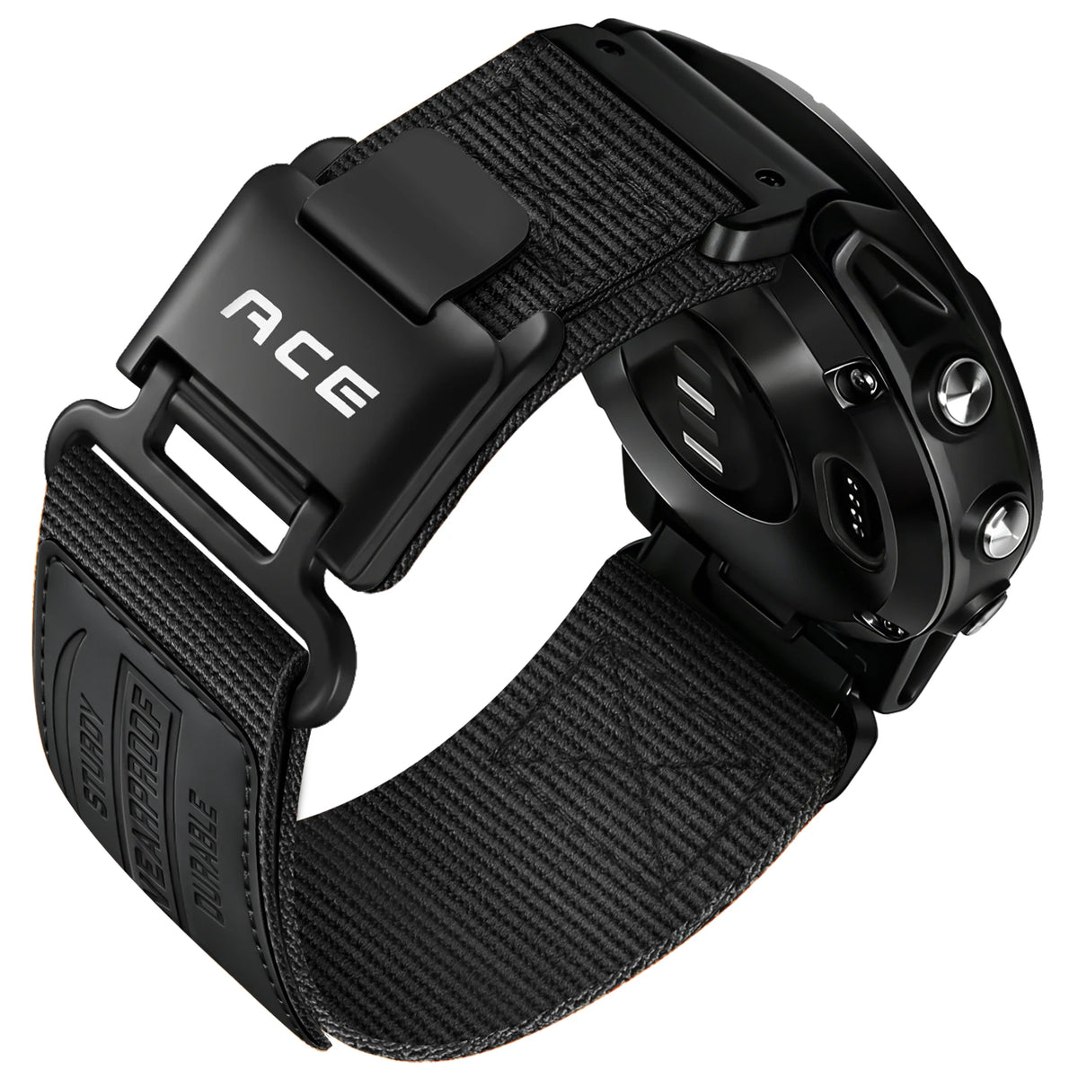 Black Garmin QuickFit 22/26mm Rugged Nylon Band with Magnetic Buckle