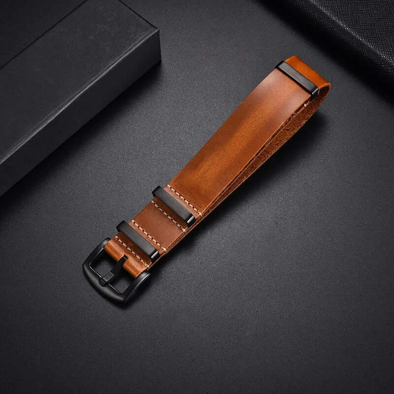 Samsung Galaxy Watch Leather Pass-Through Band in Tan / Black Buckle