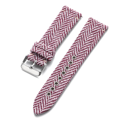 Garmin 18/20/22mm Quick Release Herringbone Woven Band in Pink and White