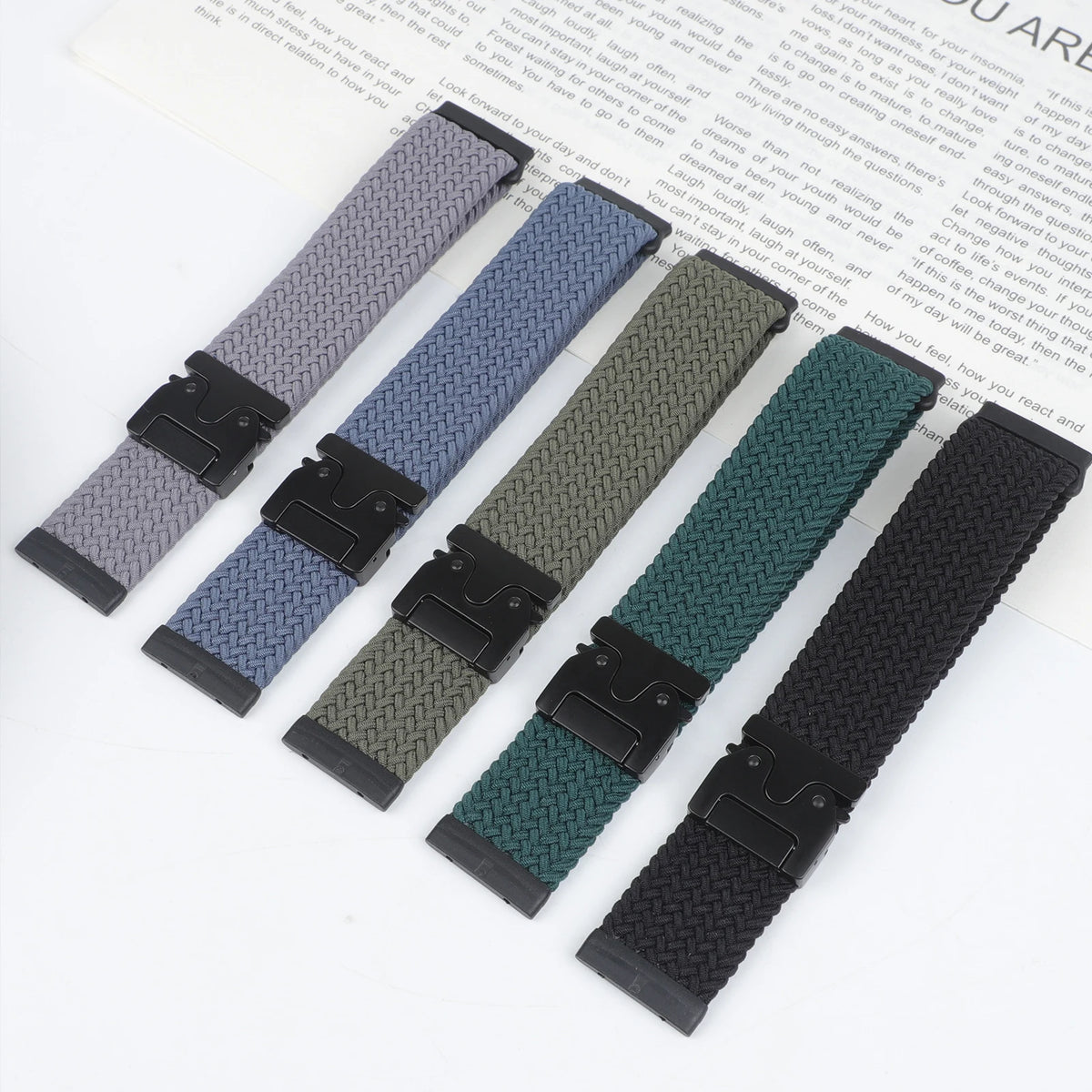 Fitbit Versa 4, Versa 3, Sense 2 and Sense Braided Band, Parachute Clip — design detail