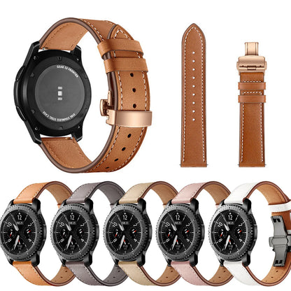 Google Pixel Watch 5, 4 and 3 45mm Leather Band, Butterfly Clasp — product view