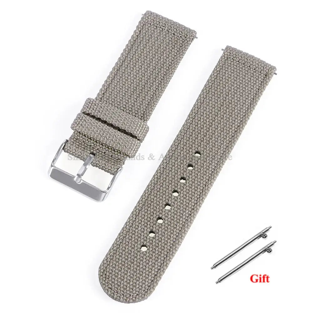 TicWatch Woven Nylon Band with Buckle Options - Gray / Silver Buckle