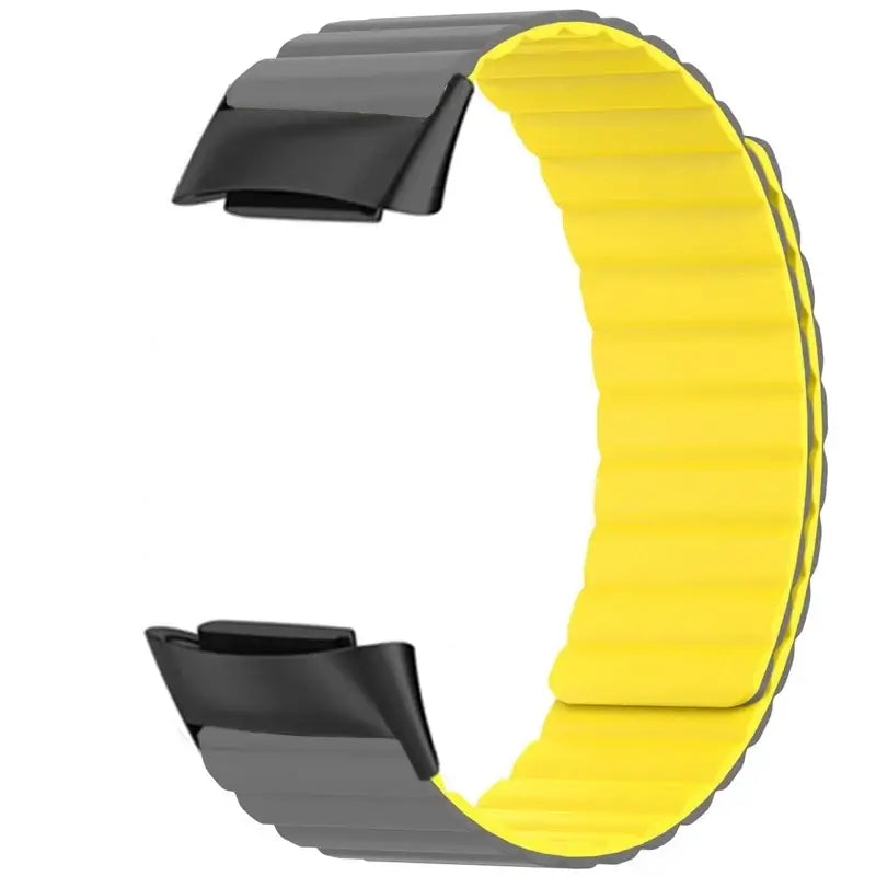Fitbit Charge 5 & 6 Magnetic Silicone Wrap Band in Gray / Yellow