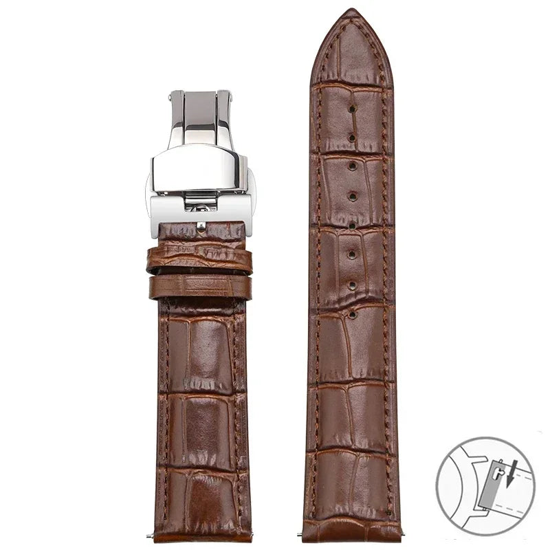 Garmin Croc-Embossed Leather Band in Dark Brown with Butterfly Clasp