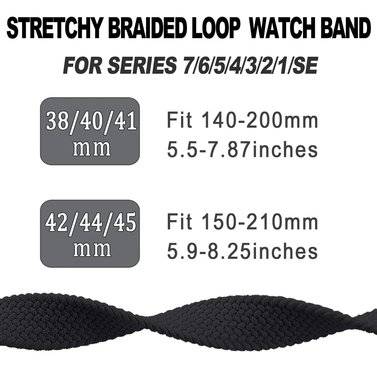 Wrist sizing guide for braided stretch nylon Apple Watch band