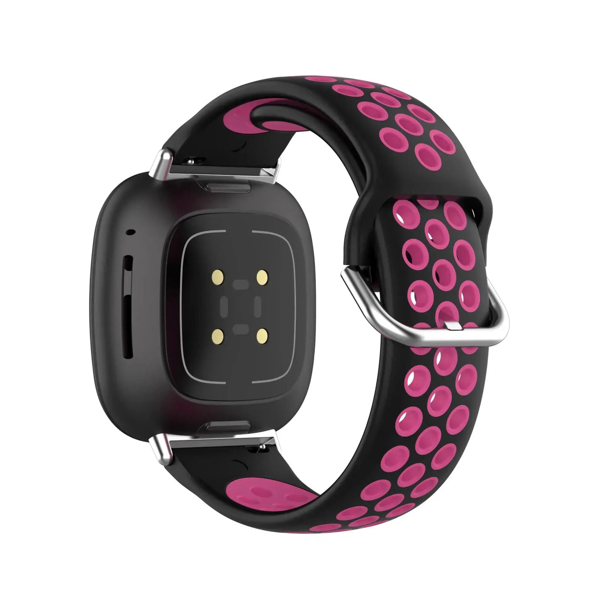 Fitbit Versa 3/4 & Sense 1/2 Two-Tone Perforated Band - Black / Hot Pink
