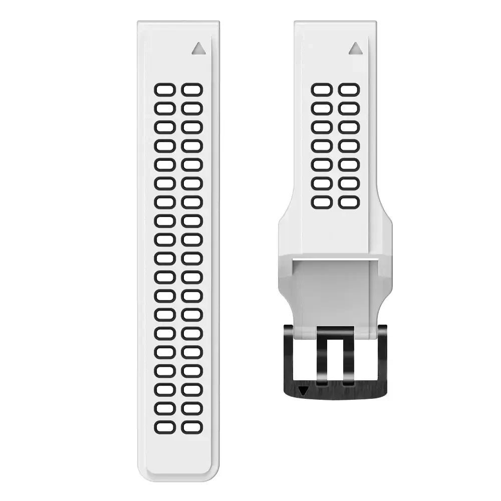 Garmin QuickFit Silicone Band - Solid and Perforated white perforated strap laid flat