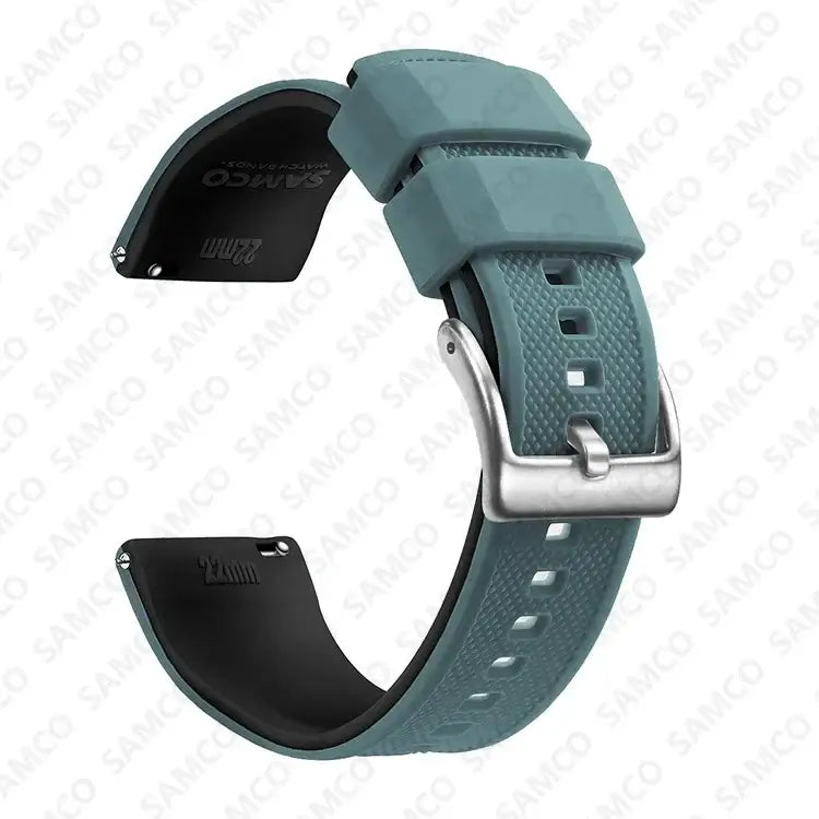 Amazfit Textured Silicone Band with Buckle Choices — Slate Blue / Black / Silver Buckle