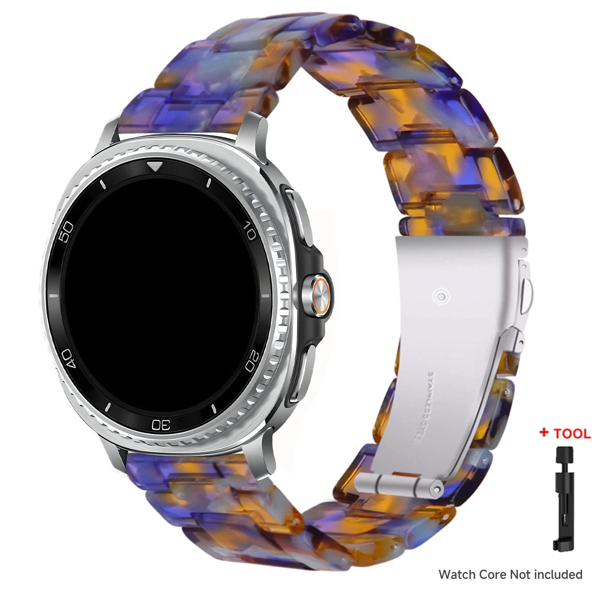 Samsung Galaxy Resin Link Watch Band - Tortoise Women Watch8/Watch8 Classic/Watch9 Ultra/Ultra2 in UOcean color.