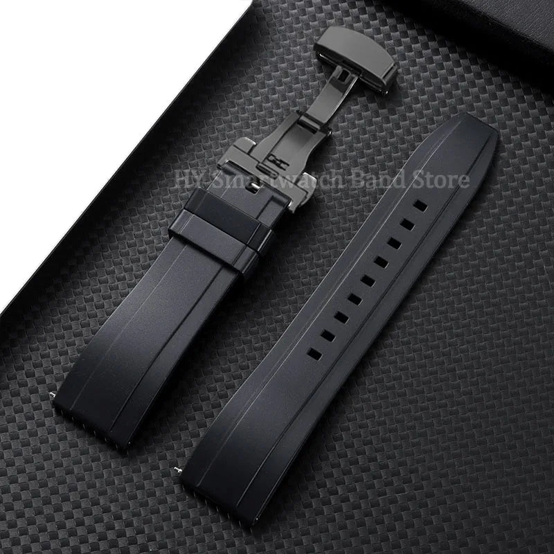 Garmin Silicone Butterfly Clasp Band in Black with Black Clasp