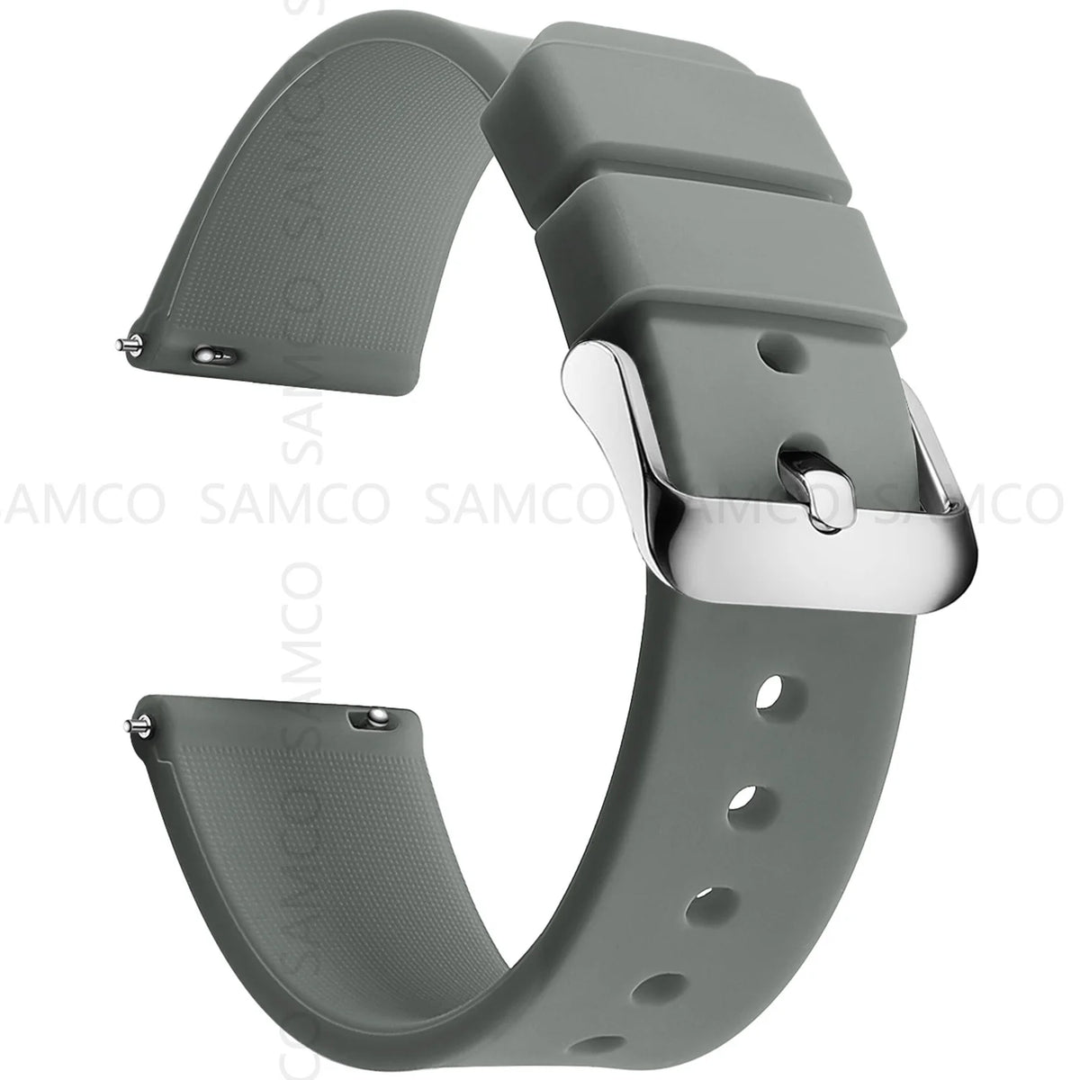 Garmin Curved-End Silicone Band in Gray with Silver Buckle