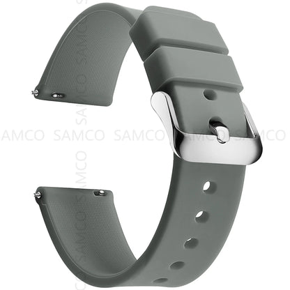 Garmin Curved-End Silicone Band in Gray with Silver Buckle