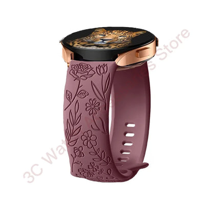 Garmin Rose Engraved Silicone Band in Purple
