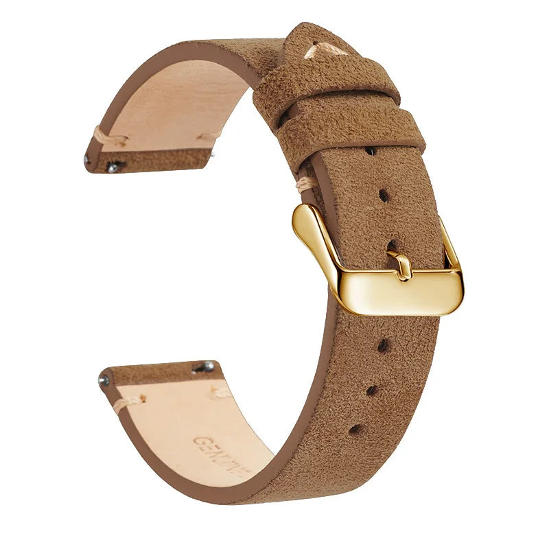 Motorola Moto Suede Leather Band with Buckle Color Options — Toffee Brown / Gold Buckle