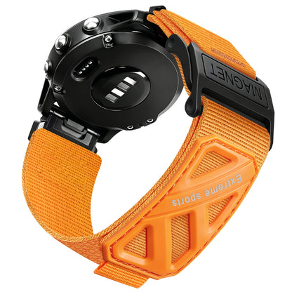 Orange Garmin QuickFit 22/26mm Nylon Sport Band with Magnet Buckle