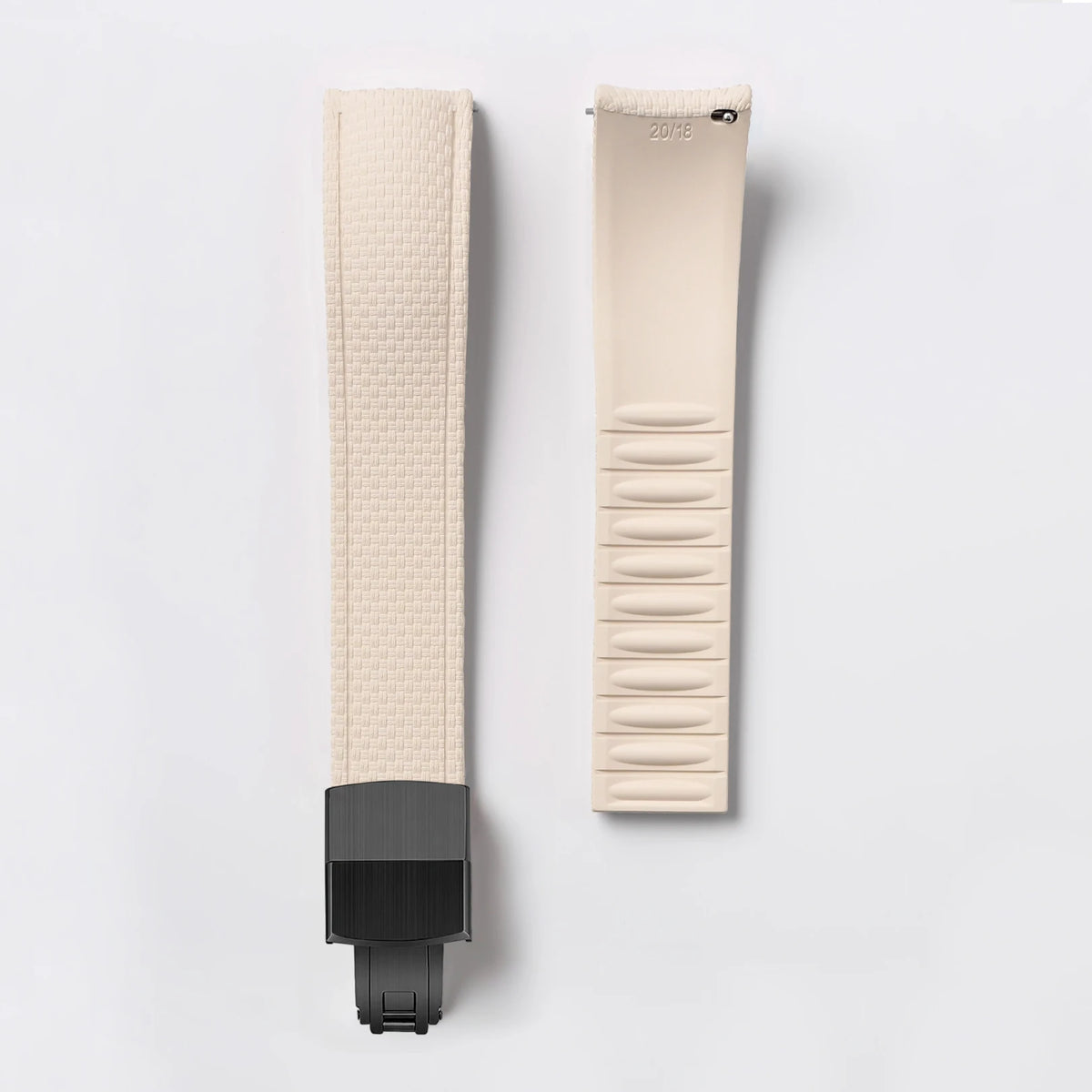 Garmin Curved-End FKM Rubber Band in Beige with Black Clasp