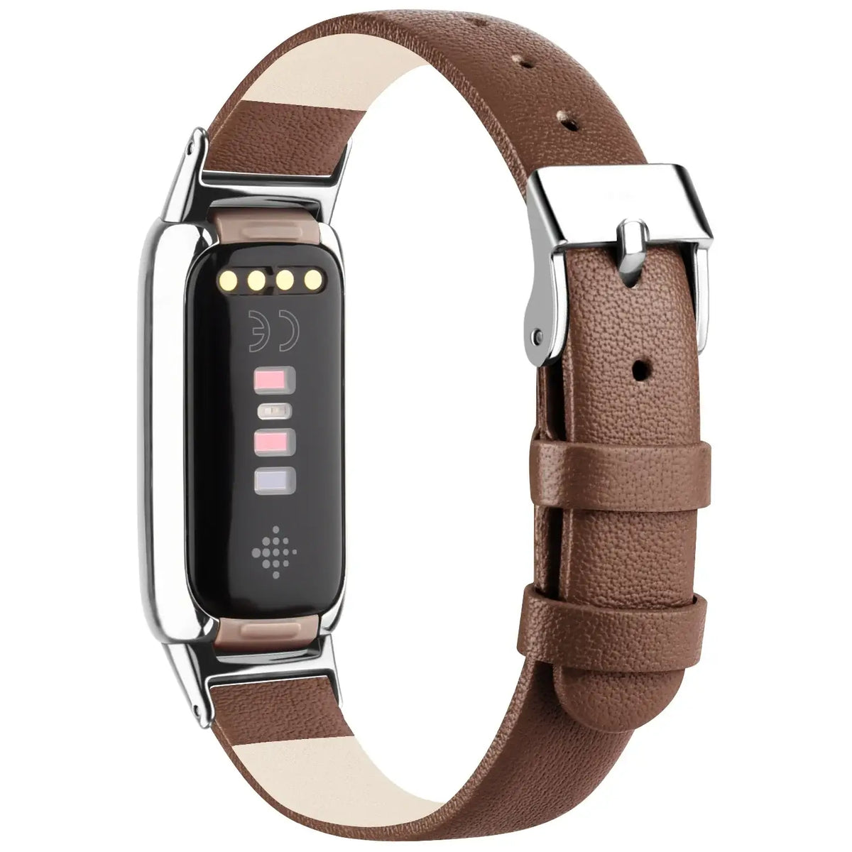 Fitbit Luxe Leather Band with Floral & Glitter Options - Brown