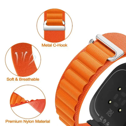 Fitbit Versa 4, Versa 3, Sense 2 and Sense Alpine Loop Nylon Band — design detail