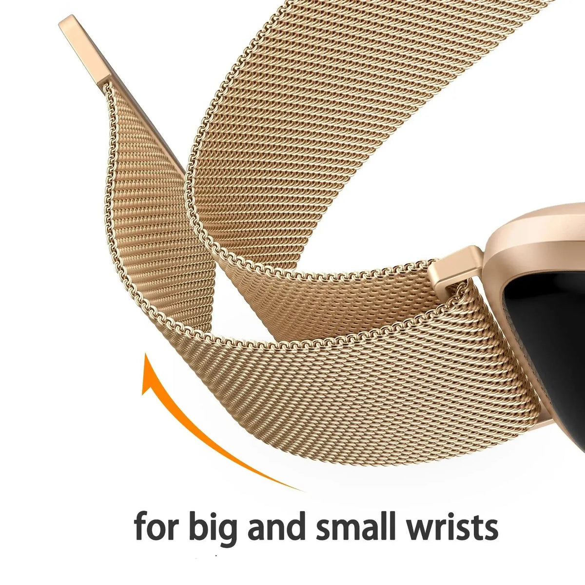 Fitbit Versa & Sense Magnetic Steel Mesh Loop Band - Fold-back loop adjustment detail