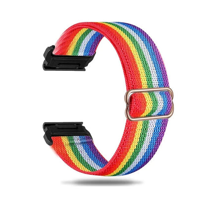 Rainbow Garmin QuickFit 20/22/26mm Elastic Bohemian Woven Nylon Band