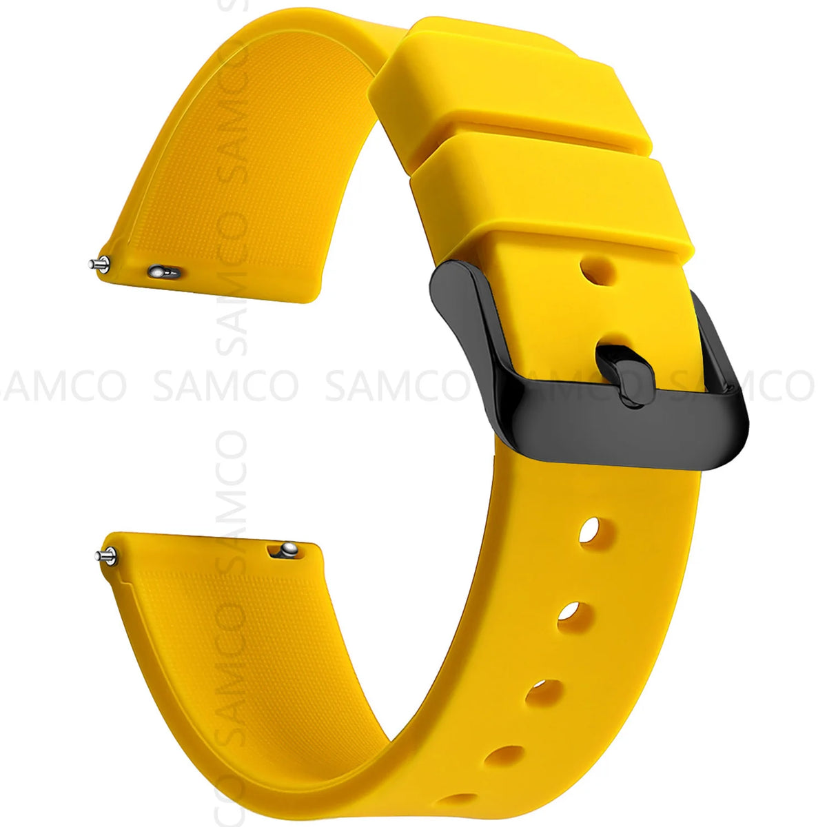 Garmin Curved-End Silicone Band in Yellow with Black Buckle