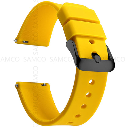 Garmin Curved-End Silicone Band in Yellow with Black Buckle