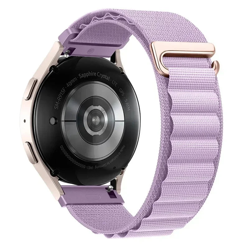 OnePlus Smartwatch Alpine Loop Nylon Band Adjustable Sport Strap in purple, showcasing comfort and style for daily wear.