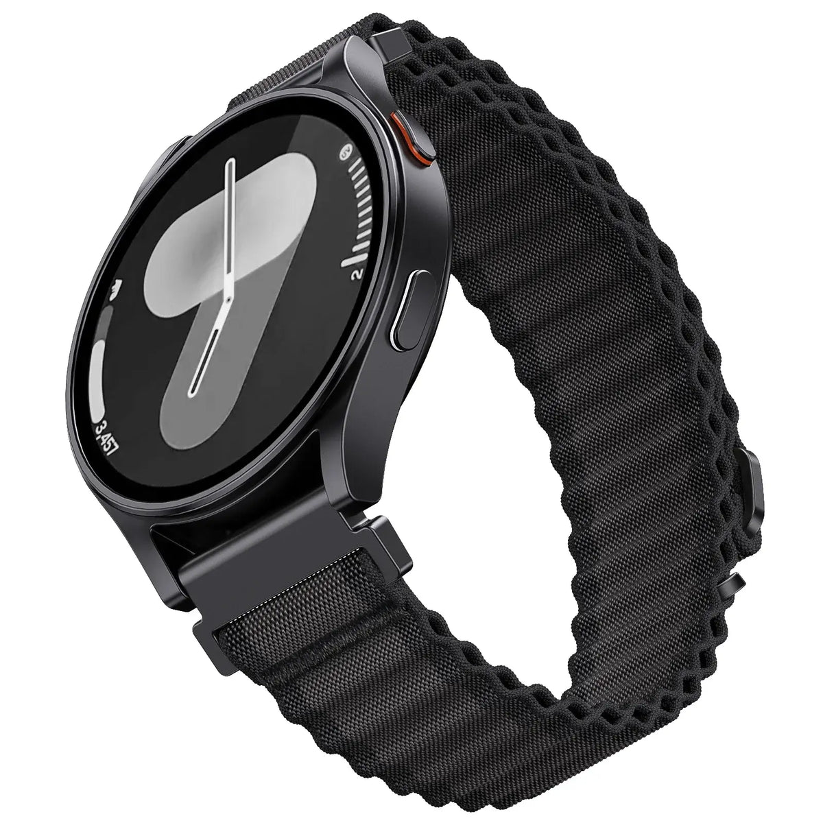Black ribbed nylon loop on watch — BandsCo Straps
