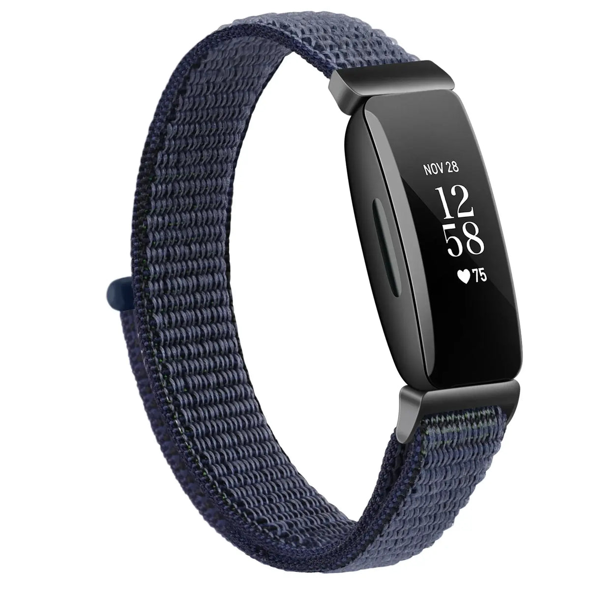 Fitbit Inspire 1/2/HR Nylon Hook-and-Loop Band - Dark Blue Gray