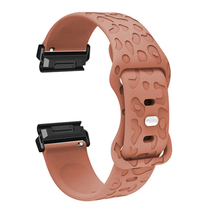 Brown Garmin QuickFit 22/26mm Embossed Silicone Band with Tuck Closure