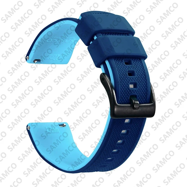 Motorola Moto Textured Silicone Band with Buckle Choices — Royal Blue / Sky Blue / Black Buckle