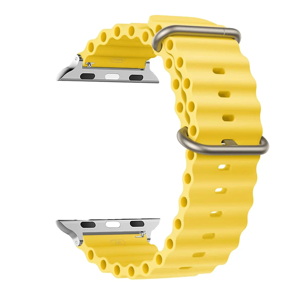 Ribbed Silicone Apple Watch Band - Solid & Two-Tone in Yellow