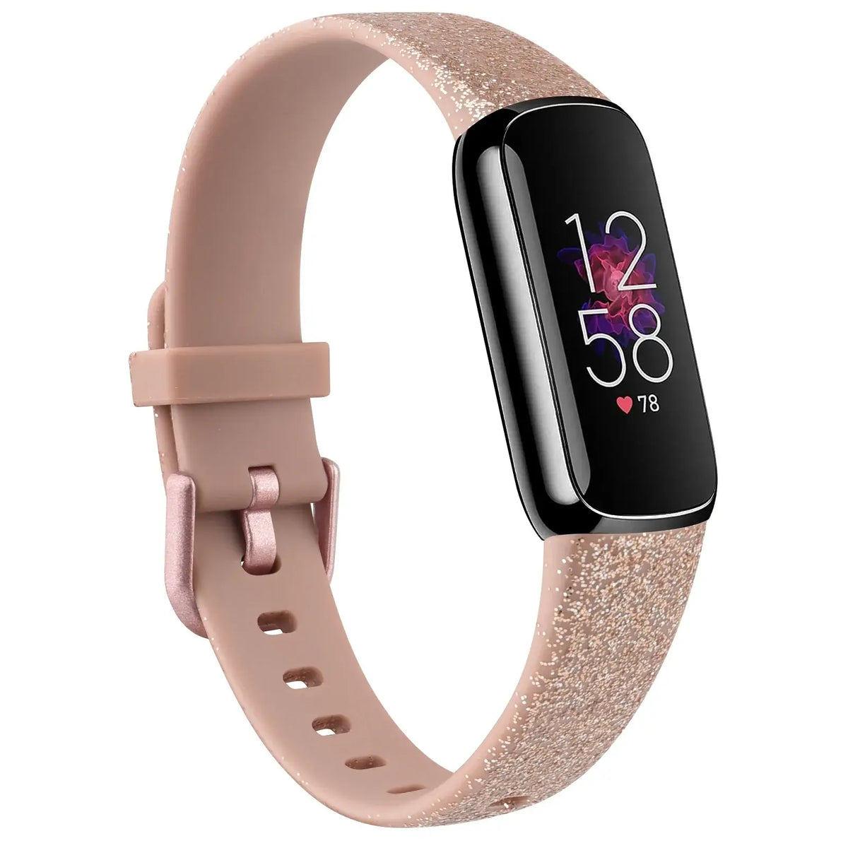 Fitbit Luxe Silicone Band with Solid & Glitter Finishes - Glitter Rose Gold