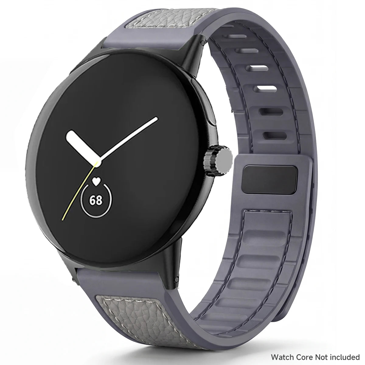 Purple Google Pixel Watch 5, 4 and 3 45mm Litchi Leather Magnetic Band