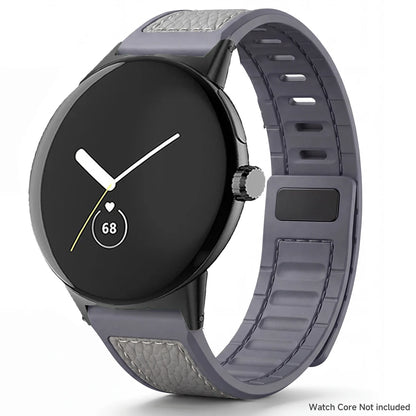 Purple Google Pixel Watch 5, 4 and 3 45mm Litchi Leather Magnetic Band