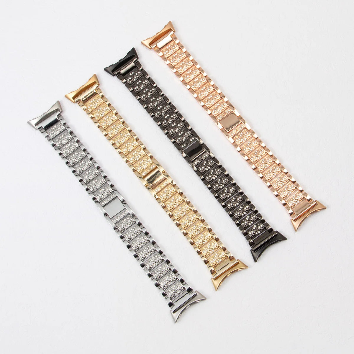 Google Pixel Watch 5, 4 and 3 Rhinestone Stainless Steel Link Band — product detail