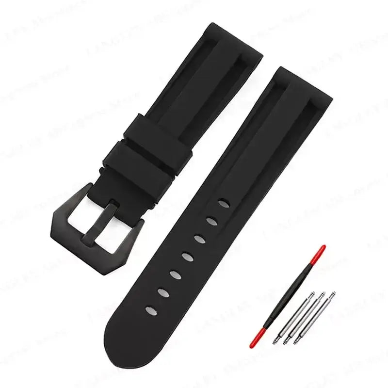 Samsung Galaxy Watch Raised-Panel Silicone Band in Black / Black Buckle
