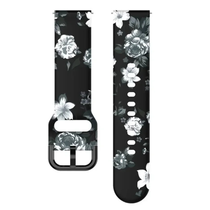 Garmin Printed Silicone Band in Black and Gray Flower