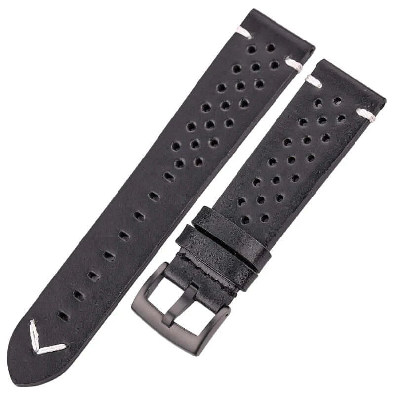 Samsung Galaxy Watch Rally Leather Band in Black / Black Buckle