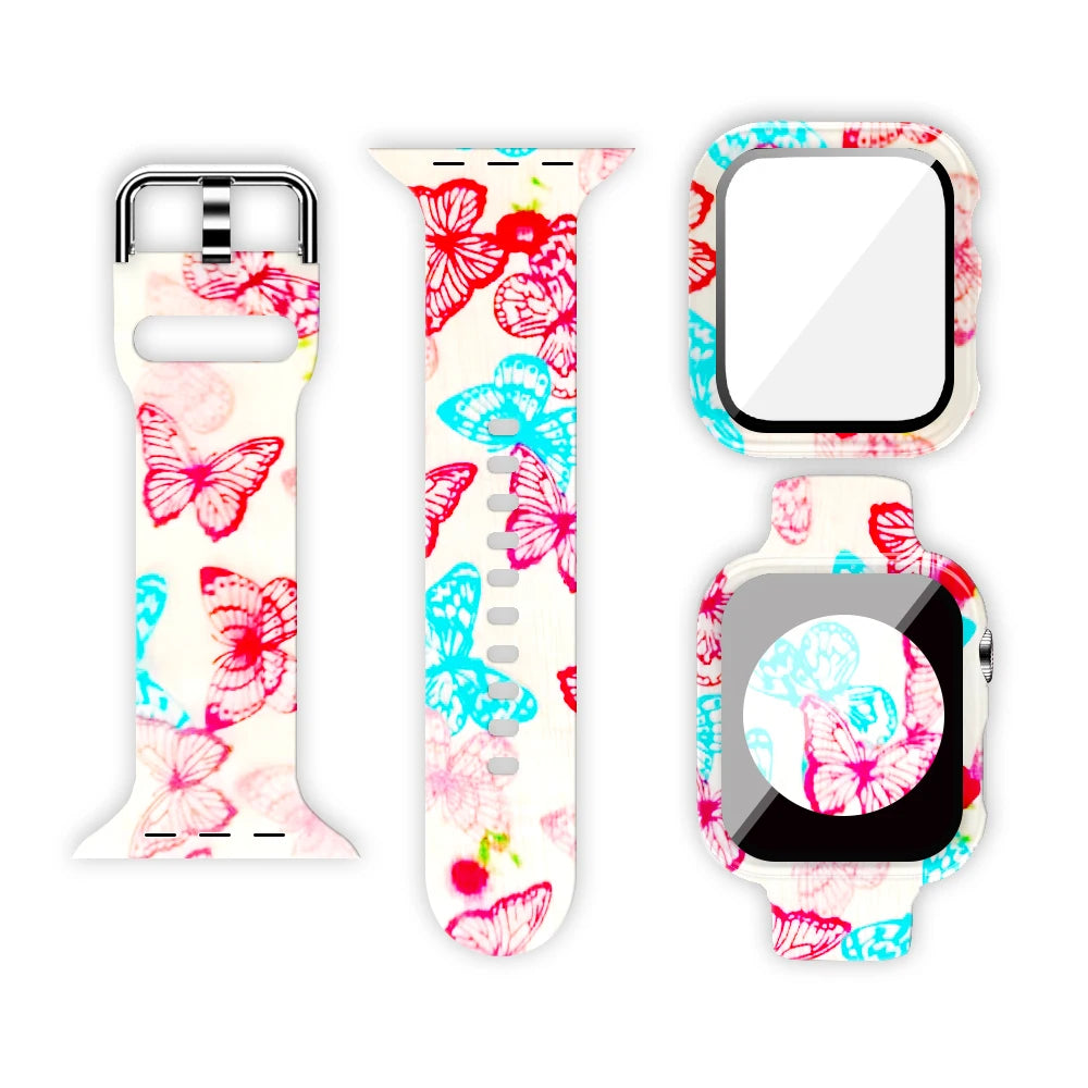 Printed Silicone Apple Watch Band - Floral & Animal Patterns in Butterflies