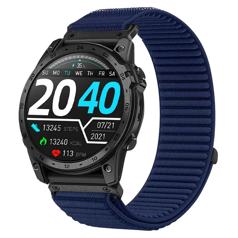 Dark Blue Garmin QuickFit 20/22/26mm Elastic Woven Nylon Hook-and-Loop Band