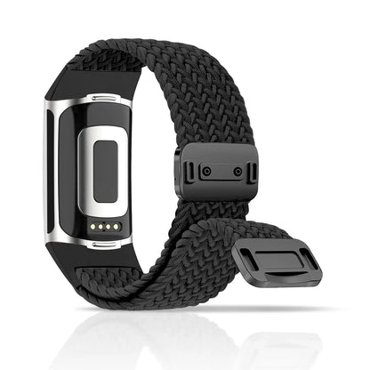 Black Fitbit Charge 5 and 6 Braided Nylon Band with Magnetic Clasp