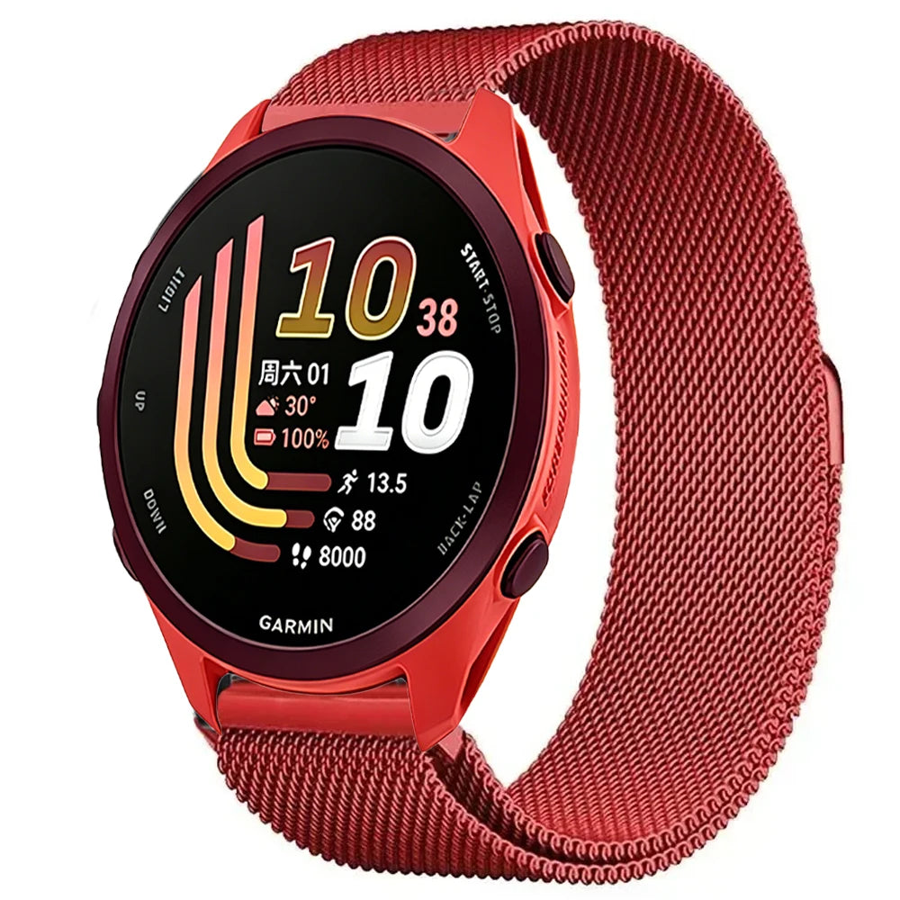 Red Garmin 20/22mm Quick Release Magnetic Milanese Band
