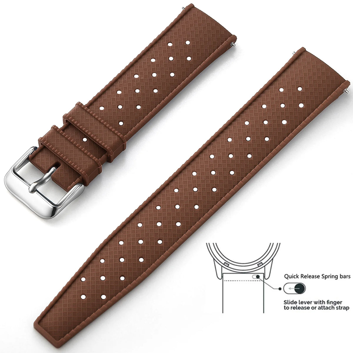 Tropic Silicone Band for Motorola Moto — Brown / Silver Buckle