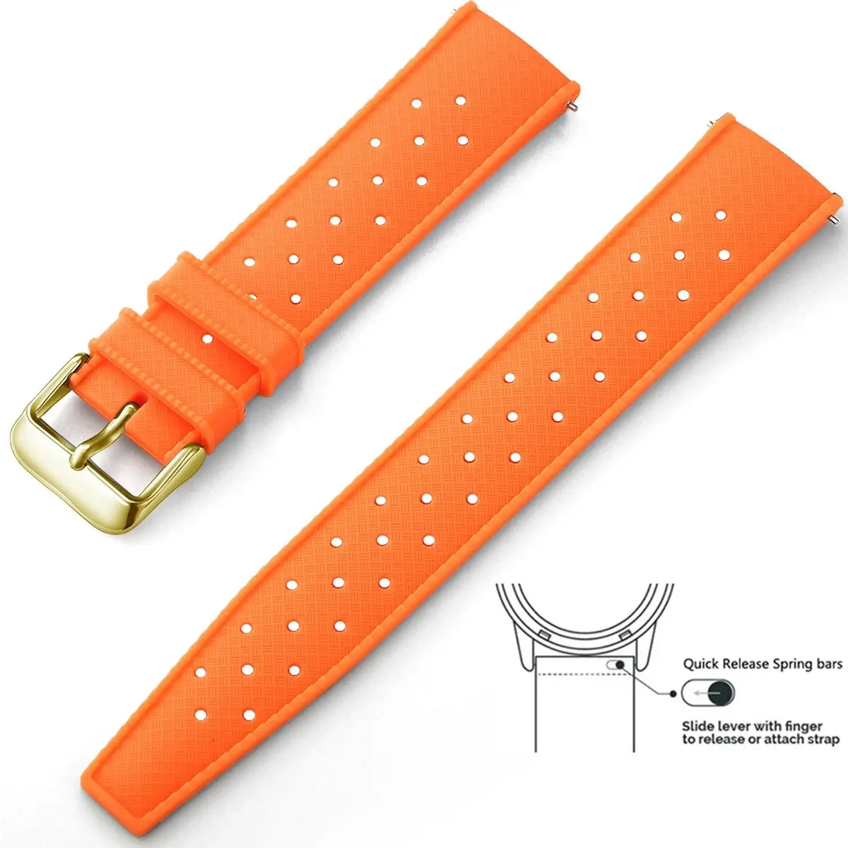 Tropic Silicone Band for Amazfit – Orange / Gold Buckle