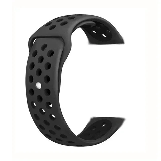 OnePlus Smartwatch Silicone Watch Band - Flexible & Durable Strap in black with perforated design for breathability.