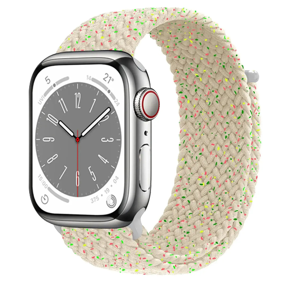 Ivory speckled braided nylon Apple Watch band
